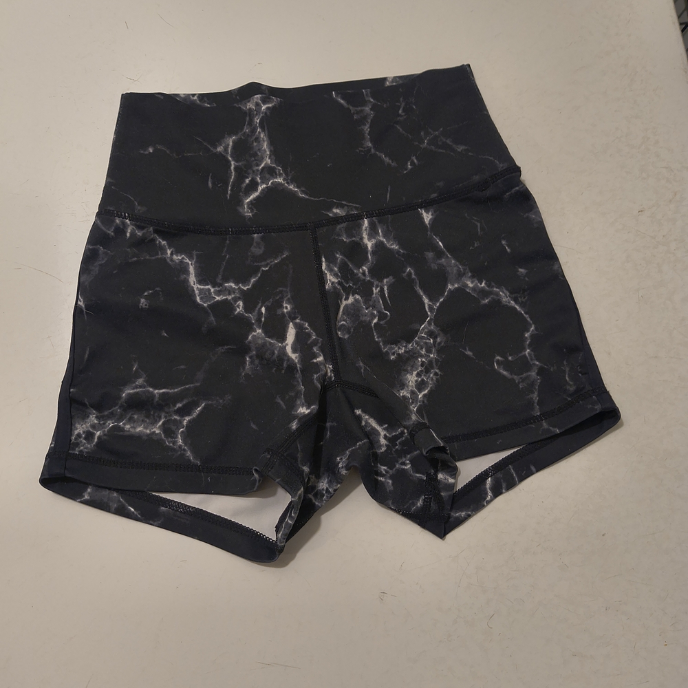 BuffBunny Black and White Marble Athletic Shorts